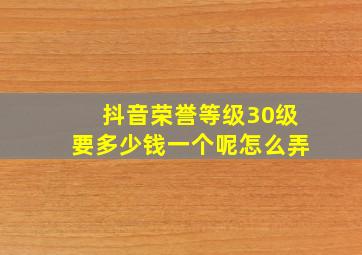 抖音荣誉等级30级要多少钱一个呢怎么弄