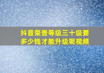 抖音荣誉等级三十级要多少钱才能升级呢视频