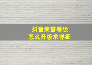 抖音荣誉等级怎么升级求详细