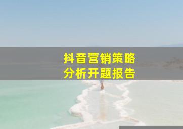 抖音营销策略分析开题报告