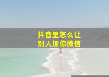 抖音里怎么让别人加你微信