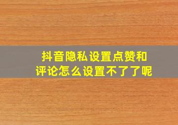 抖音隐私设置点赞和评论怎么设置不了了呢