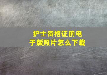 护士资格证的电子版照片怎么下载