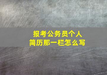 报考公务员个人简历那一栏怎么写