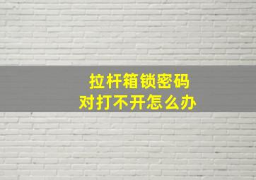 拉杆箱锁密码对打不开怎么办