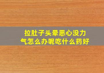 拉肚子头晕恶心没力气怎么办呢吃什么药好