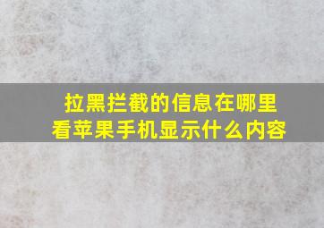 拉黑拦截的信息在哪里看苹果手机显示什么内容