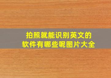 拍照就能识别英文的软件有哪些呢图片大全