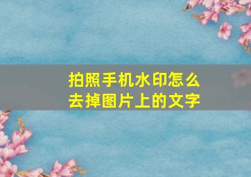 拍照手机水印怎么去掉图片上的文字