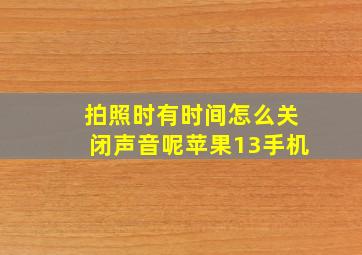 拍照时有时间怎么关闭声音呢苹果13手机