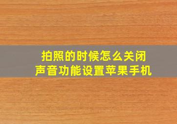 拍照的时候怎么关闭声音功能设置苹果手机