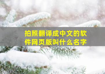 拍照翻译成中文的软件网页版叫什么名字