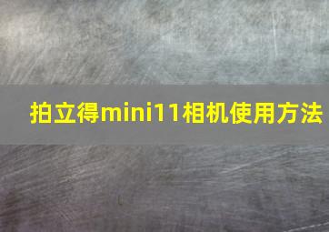 拍立得mini11相机使用方法