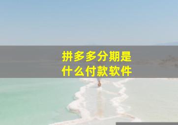 拼多多分期是什么付款软件