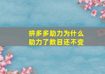 拼多多助力为什么助力了数目还不变