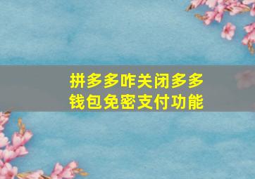 拼多多咋关闭多多钱包免密支付功能