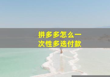 拼多多怎么一次性多选付款