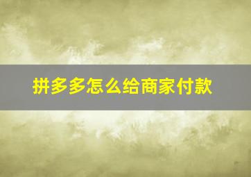 拼多多怎么给商家付款