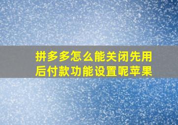 拼多多怎么能关闭先用后付款功能设置呢苹果