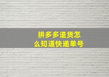 拼多多退货怎么知道快递单号