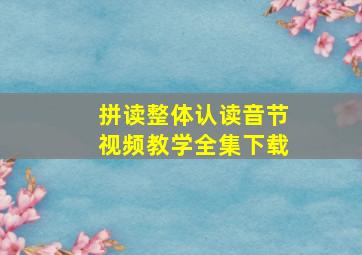 拼读整体认读音节视频教学全集下载