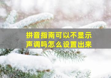 拼音指南可以不显示声调吗怎么设置出来