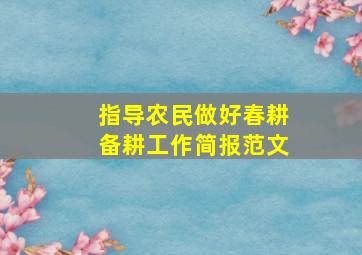 指导农民做好春耕备耕工作简报范文