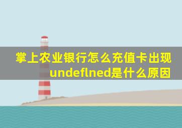 掌上农业银行怎么充值卡出现undeflned是什么原因