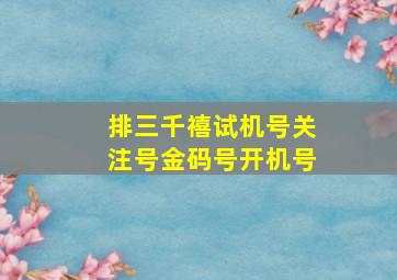 排三千禧试机号关注号金码号开机号