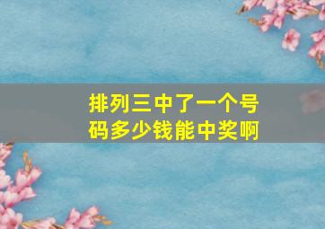 排列三中了一个号码多少钱能中奖啊