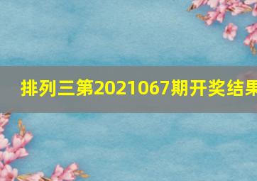 排列三第2021067期开奖结果