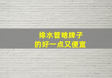 排水管啥牌子的好一点又便宜