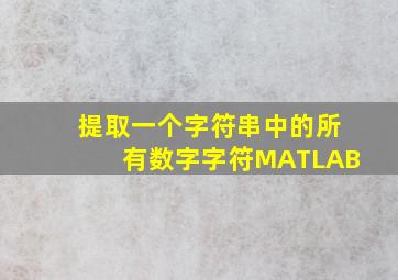 提取一个字符串中的所有数字字符MATLAB