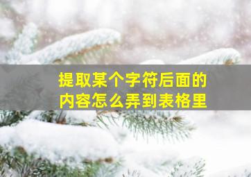 提取某个字符后面的内容怎么弄到表格里