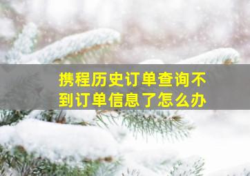 携程历史订单查询不到订单信息了怎么办