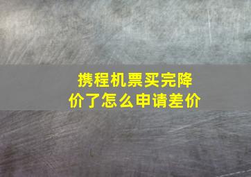 携程机票买完降价了怎么申请差价