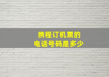 携程订机票的电话号码是多少