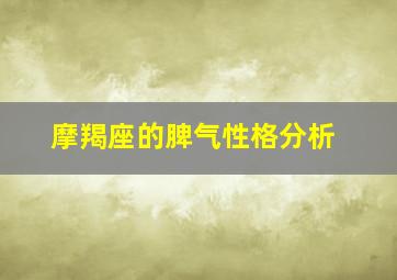 摩羯座的脾气性格分析