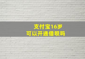 支付宝16岁可以开通借呗吗