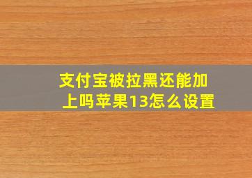 支付宝被拉黑还能加上吗苹果13怎么设置