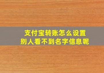 支付宝转账怎么设置别人看不到名字信息呢