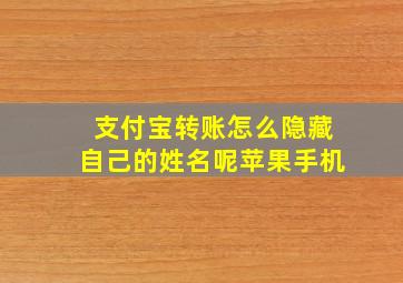 支付宝转账怎么隐藏自己的姓名呢苹果手机