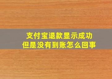 支付宝退款显示成功但是没有到账怎么回事