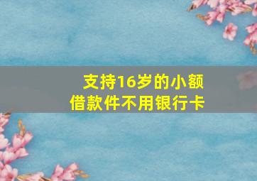 支持16岁的小额借款件不用银行卡