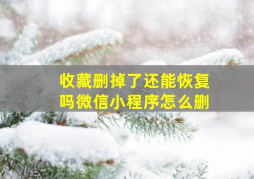 收藏删掉了还能恢复吗微信小程序怎么删