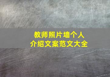 教师照片墙个人介绍文案范文大全