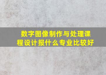 数字图像制作与处理课程设计报什么专业比较好