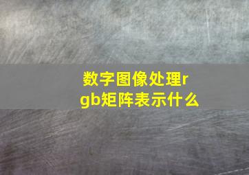 数字图像处理rgb矩阵表示什么