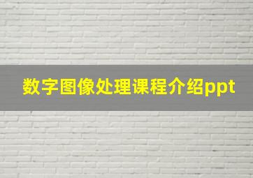 数字图像处理课程介绍ppt