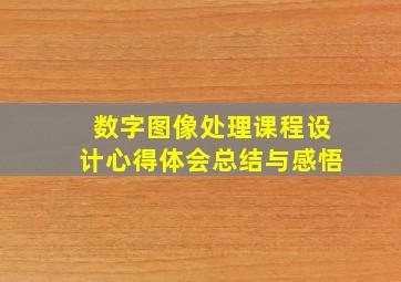 数字图像处理课程设计心得体会总结与感悟